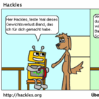 Vic versucht Hackles beim Abnehmen zu helfen