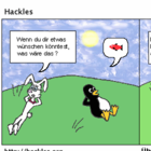 Peter, der Pinguin, mag die einfachen Dinge des Lebens