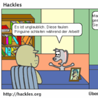 Marcus erwischt ein paar Pinguine beim Schlafen während der Arbeitszeit