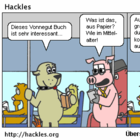 Boss Dog liest ein gutes altes Buch aus toten Bäumen