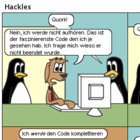Hackles fühlt sich dazu gezwungen den mysteriösen Code zu vervollständigen