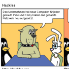 Neue PCs für alle. Peter und Percy machen Vorschläge für die Rechnnernamen.