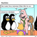 Percy erzählt einen Witz im Nerd Style